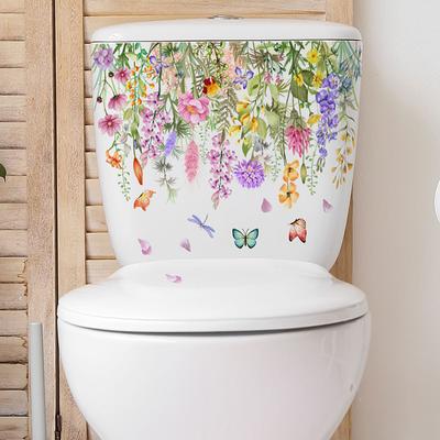 Çeşitli Yeşil Bitkiler Çiçekler Duvar Sticker Banyo Tuvalet Dekor Çıkartmaları Oturma Odası Dolabı Ev Dekorasyon Kendinden Yapışkanlı Duvar