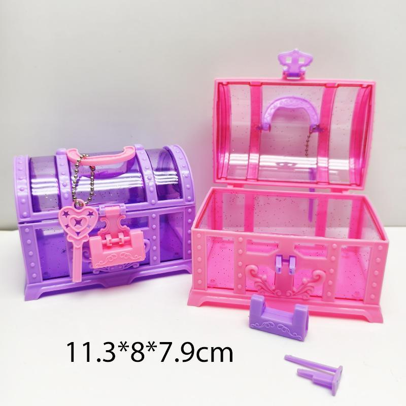 Pink/Purple Cute Makeup Box Plastic Toy Box With Lock Treasure Chest Jewelry Case Decoration Ornament Case Girls Dressing