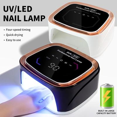 Secador de unha profissional recarregável com lâmpada LED UV, tela HD, lâmpada de secagem de unha sem fio inteligente para secagem rápida, cura de todos os esmaltes em gel