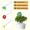 M-Modern-6PCS Resin Plant Eyes Stakes Novelty Rose Sunflower Green Leave Plant Garden Stakes Funny Floral Plant Pick Ornaments