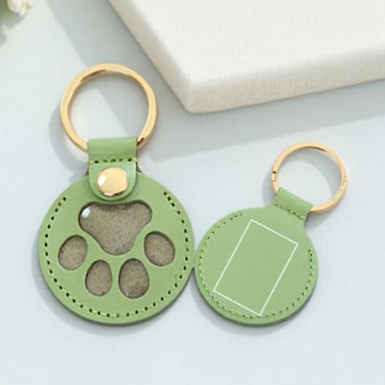 Paw Shaped Keychain Faux Leather Dog Hair Storage Keychain Transparent Pet Hair Souvenir Refillable Keyring Memorial Gift