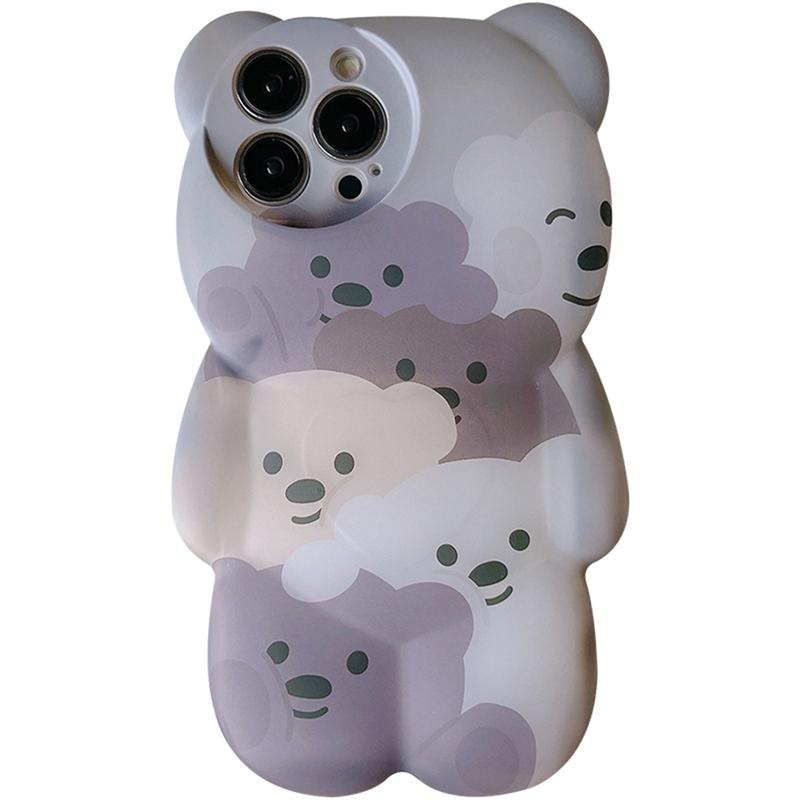 Ins Japan Cute 3d Cartoon Bear Flower Phone Case For Iphone 13 12 11 Pro Xs Max X Xr Cartoon Animal Shockproof Soft Back Cover