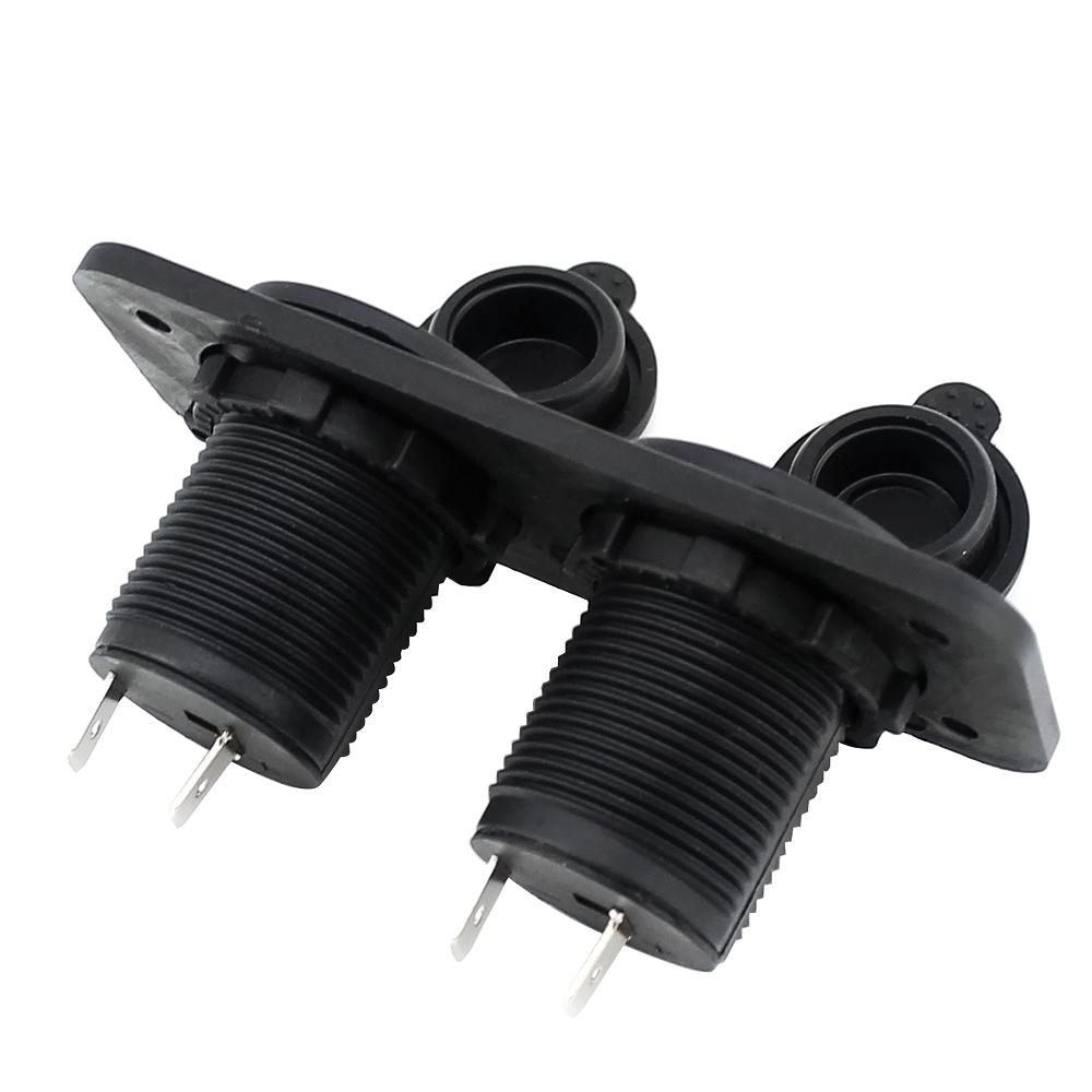 Motorcycle Car Cigarette Lighter Splitter 12V 24V Waterproof Power Socket Adapter Dual Plate Panel Mount Charger + 4 Screws 4 Screw Caps
