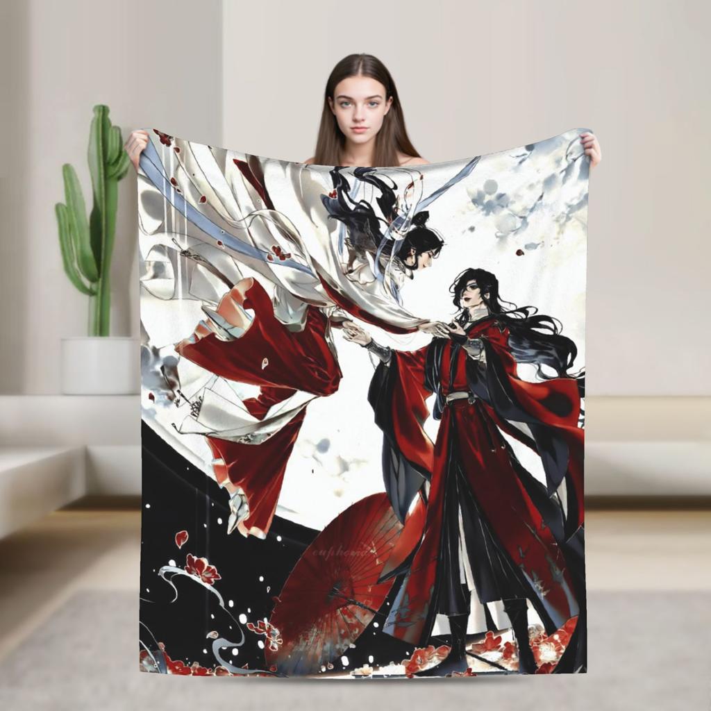 Heaven Official's Blessing Blanket  Soft Funny Plush Throw Blanket For Living Room Decorative Flannel Bedspread Bed Cover