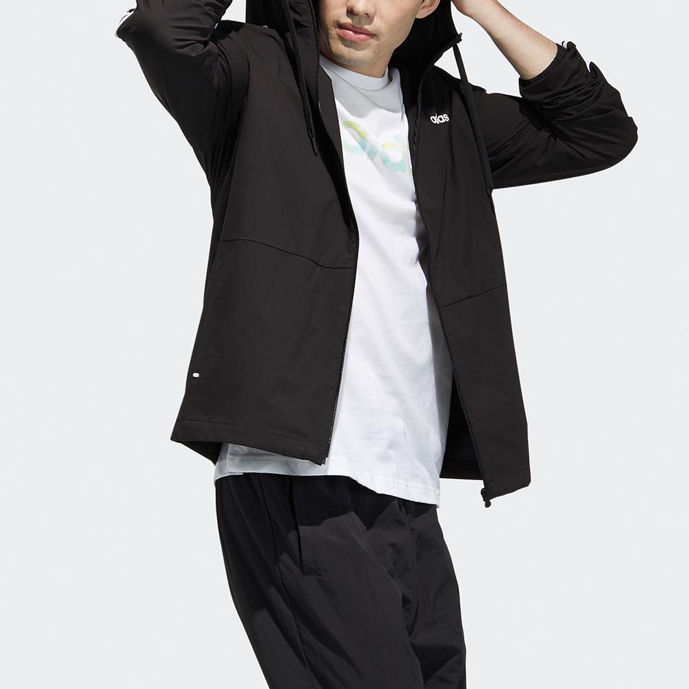 Adidas Neo Classic Three-Stripe Windproof Waterproof Sports Hooded Jacket Men Jackets Black GP4909