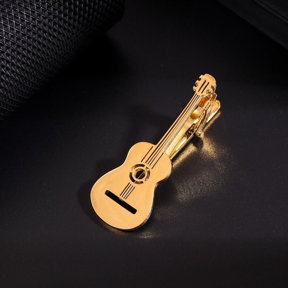 Instrument Guitar Tie Clip Titanium Steel Piano Necktie Buckle Fashion Music Note Tie Pin Men