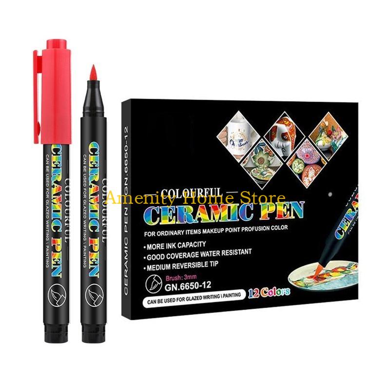 

F26C 12/24 Colors High Temperature Oven Baked Ceramic Marker Pen Set Acrylic Paint Pens for Rock Stone Glass