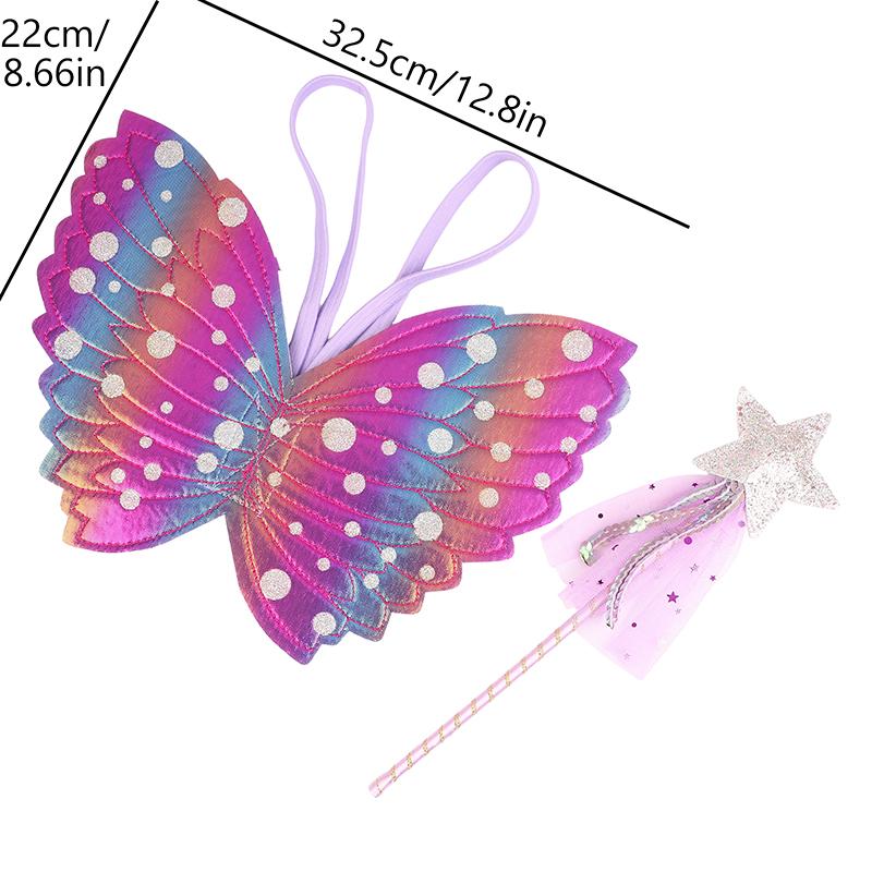 Children Beautiful Butterfly Angel Wings Girls Fairy Magic Wand Flower Fairy Performance Princess Birthday Party Dress Up Props