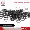 Black Fluororubber O-Ring Seal, 24/25/28/30mm Outer, 2.2mm Wire Dia, Oil/Wear/Pressure/Acid Resistant.
