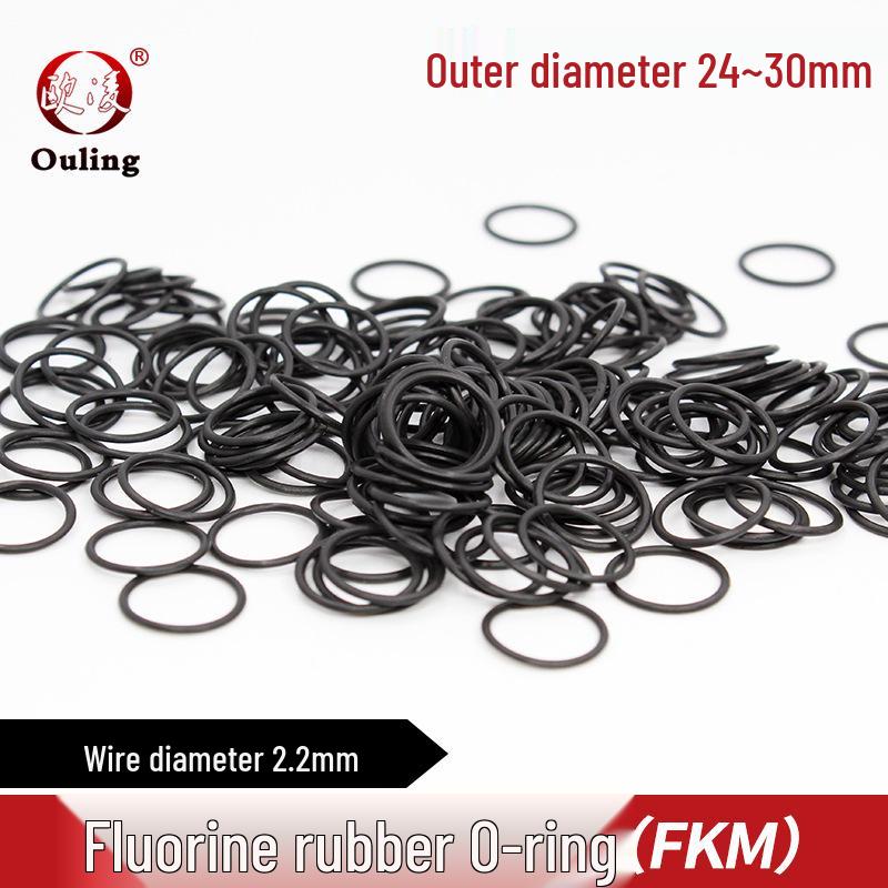 Black Fluororubber O-Ring Seal, 24/25/28/30mm Outer, 2.2mm Wire Dia, Oil/Wear/Pressure/Acid Resistant. 24*2.2mm (5pcs) Black Fluororubber O-ring
