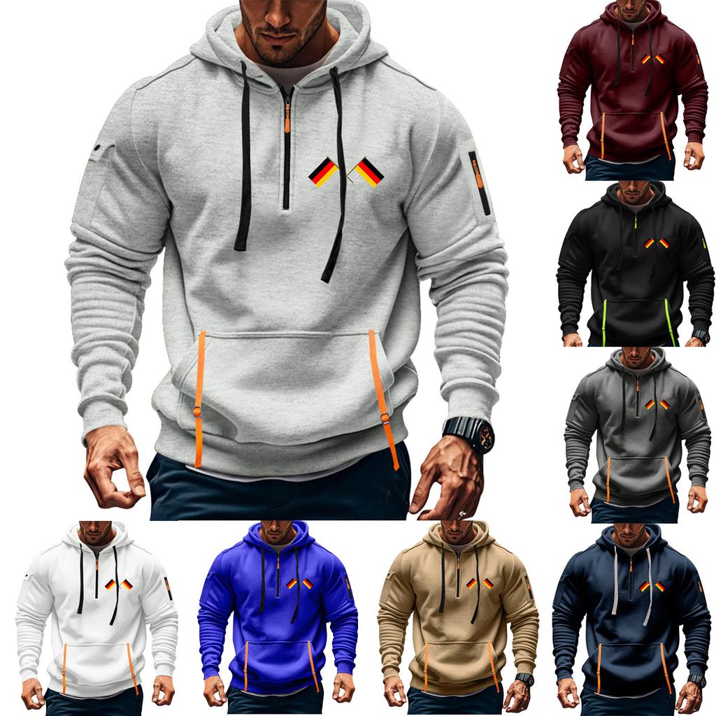 Heren Bedrukte Sweatshirt Hoodie Rits Armzak Cardigan Heren Sport Grote Maat Casual Hoodie