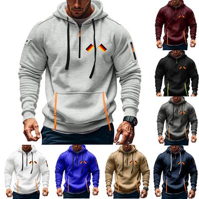 Men's Printed Sweatshirt Hoodie Zipper Arm Pocket Cardigan Men's Sports Large Size Casual Hoodie