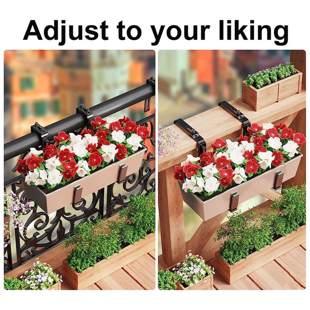 2/4Pcs Flower Box Brackets Adjustable Wall Planter Hook Hanging Plant Brackets Window Planter Hangers for Garden Fence