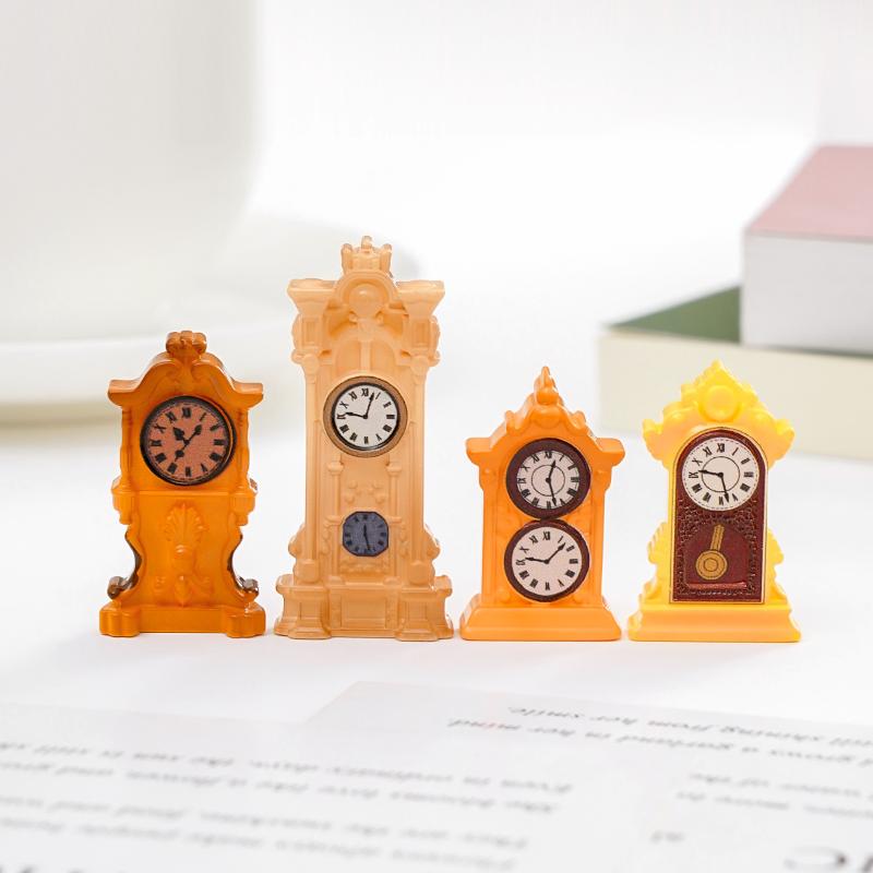 1/8 szt. Akcesoria do domku dla lalek 1:12 Domek dla lalek Miniaturowy zegar ścienny Europejski Vintage Zegar Model mebla Dekoracja Zabawka
