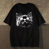 2025 Summer Cotton Casual Womens Tshirt Cute Cat Smile Print Tshirt Loose Large Size Popular Street Y2K Short Sleeve Girls