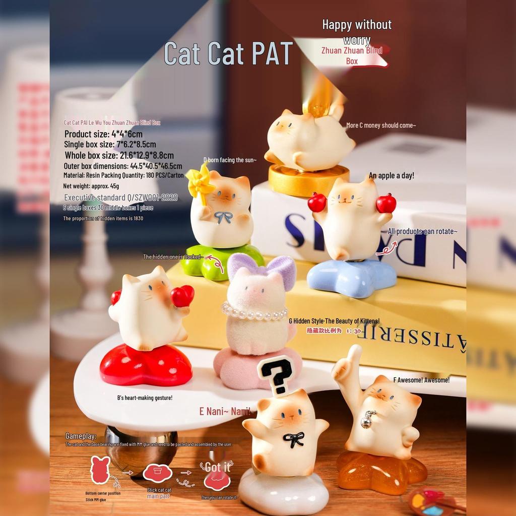 Hot Selling Cat Travel Diary: Blind Box Fashion Resin Figurine - Hand-Painted Cute Cat Desktop Ornament