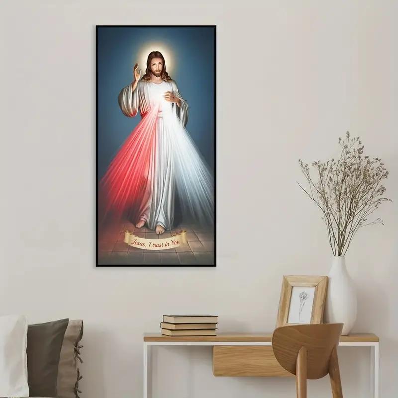 Pittura su Tela Religione Cristiana ArteGesù Credo in Te Preghiera della Divina Misericordia Poster da Parete Decorazione per Stanza Senza Cornice
