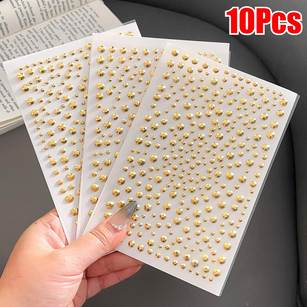 Y2K Diamond Face Jewels Golden Body Glitter Stickers for Makeup Festival Party Wedding DIY Self Adhesive Rhinestone Stickers