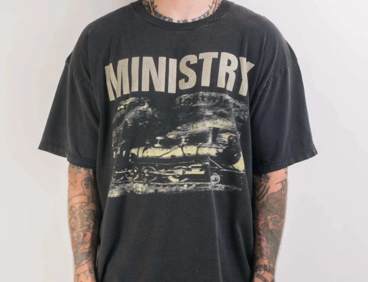90039s Ministry Band T-shirt Black Short Sleeve Unisex Men Women Unisex T-Shirt XXXXL