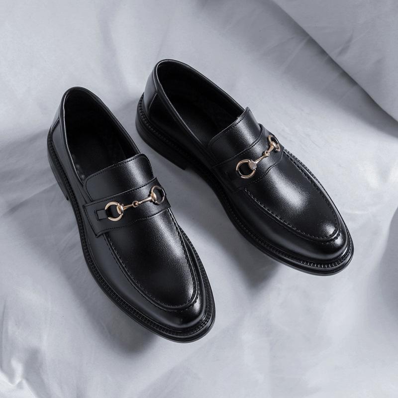 Frühlings- und Herbstlederschuhe Herren Retro Business Anzug Freizeit Glänzend Kleine Lederschuhe Faul Ein Pedal 85136-R