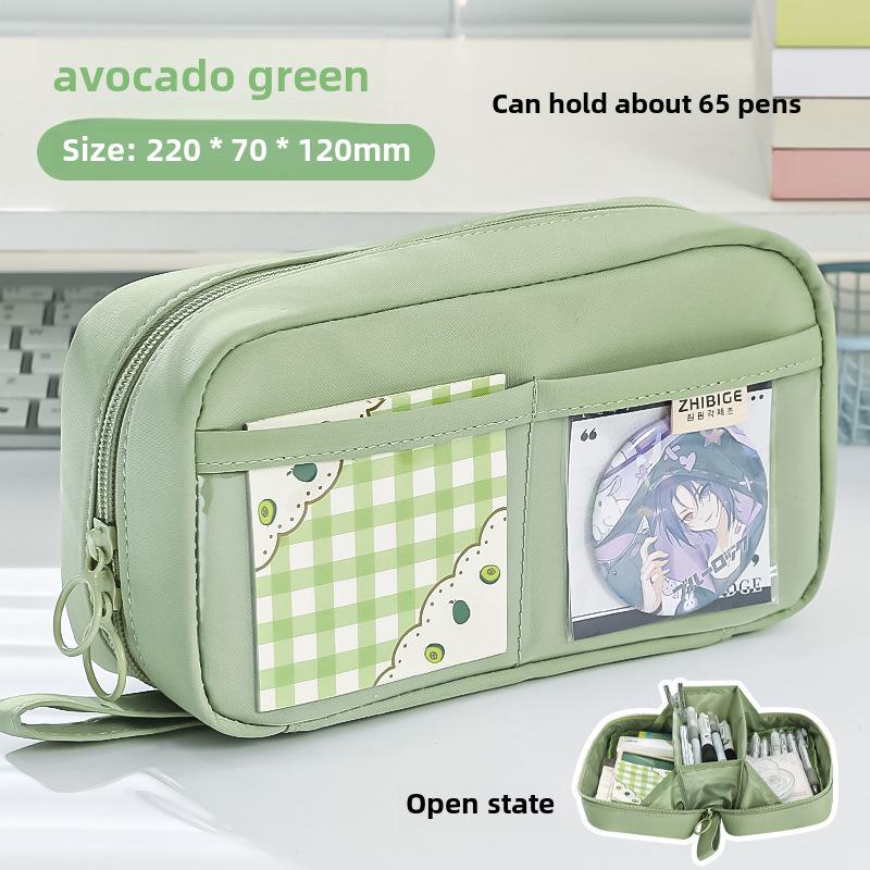 "2024 Volcano Transparent & Dirt-Resistant Pencil Case for Female Students - Large Capacity, High-Value Stationery Box"
