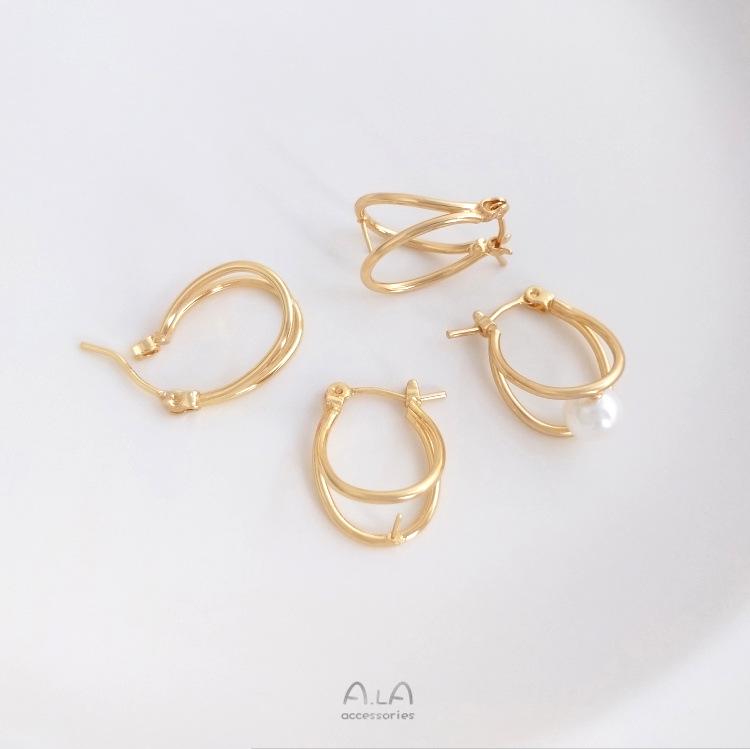 

Набор бусин из золота 14 карат, U-образные каффы для ушей с двухлинейным дизайном - Ювелирные аксессуары с покрытием из настоящего золота