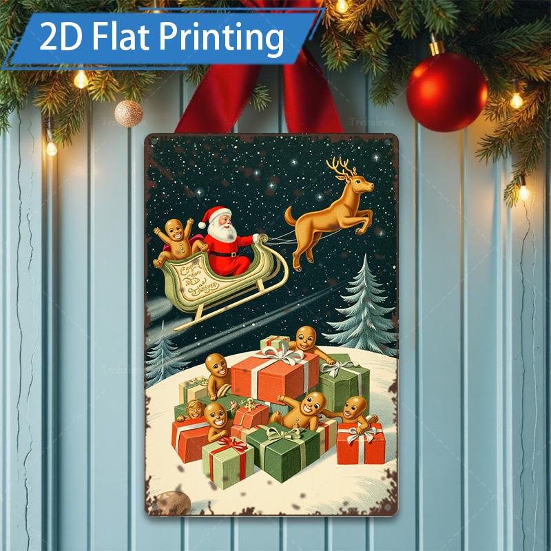 D FLAT pc Metal Sign Christmas Snow Scene Metal Sign D Flat Print 20x30cm(7.8x11.8inch)
