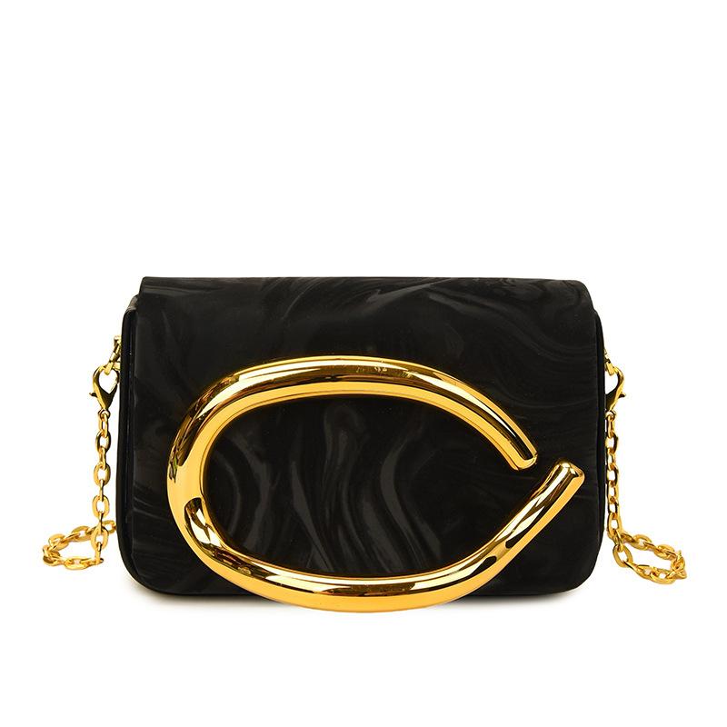 

Популярная в этом году сумка 2025 новая европейская и американская мода металлическая сумка-коробка на запястье женская цепочка кроссбоди маленькая квадратная сумка чёрный