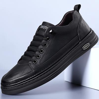 British Style Thick Soled Men's Genuine Leather Casual Shoes Outdoor Sports Hiking Shoes Wear-resistant Black Men's Oxford Shoes