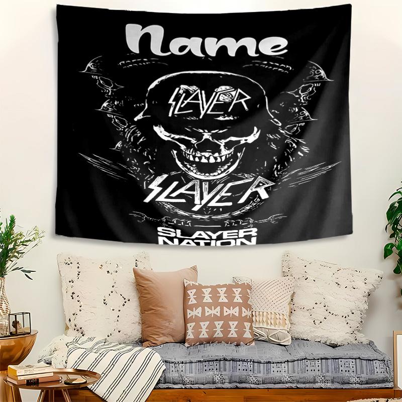 Personalized Slayer band Background Tapestry,Custom Name Birthday Party,Multifunctional Wall Decoration for Home Decor,Various Occasions