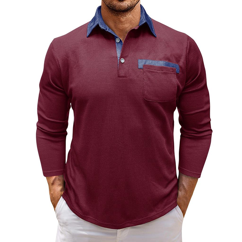 Men's Spring Solid Color Long Sleeve Lapel Shirt Men's Casual Fashion Shirt