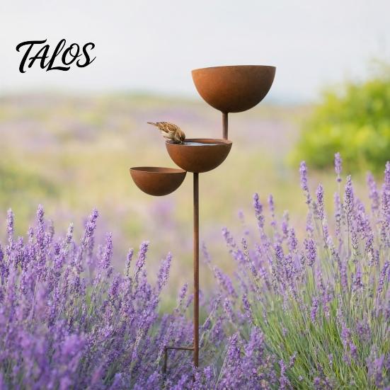 3-stufige Kaskaden-Regensammler-Vogeltränke, Metall-Gartenspieß Vogel-Wasserschale Futterspender, Outdoor-Bestäuber-Bewässerungsstation für Garten, Terrasse, Hof,