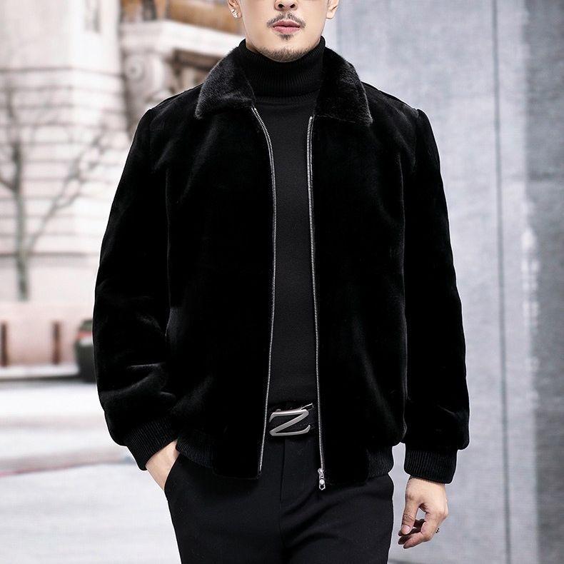 Nerzmantel für Herren, ganzer Nerzimitationspelz, Herrenbekleidung, Herrenmantel, Winter, neue Nerz-Fleecejacke