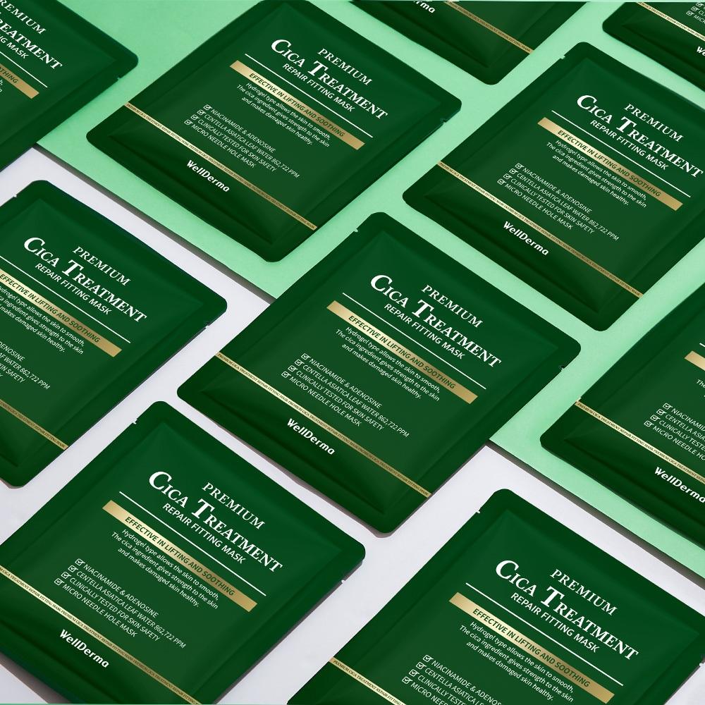 Well Derma [exclusive Package] Well Derma Cica Repair Gel Mask Pack 4 Sheets 86  Centella Asiatica