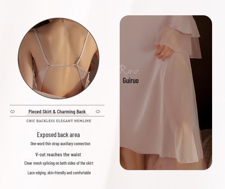 Rose Sweet Lingerie Set: Padded Camisole Dress with Tie-Front Robe