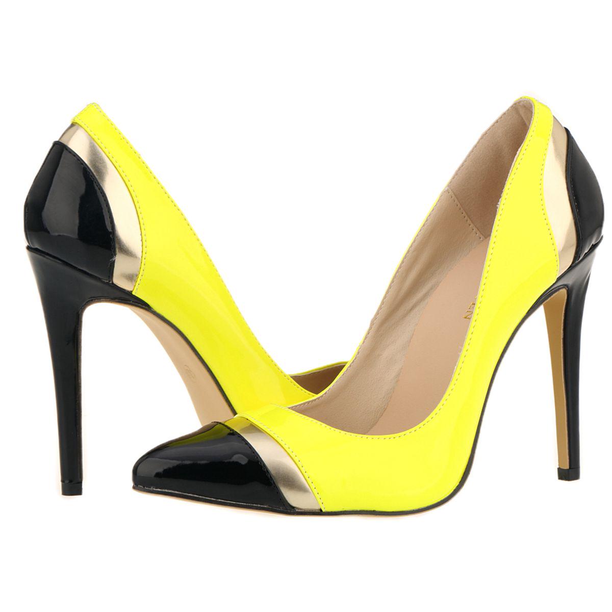 

Новые женские туфли-лодочки, модные женские туфли на высоком каблуке-шпильке с острым носком, крутые красные вечерние свадебные туфли 41 жёлтый