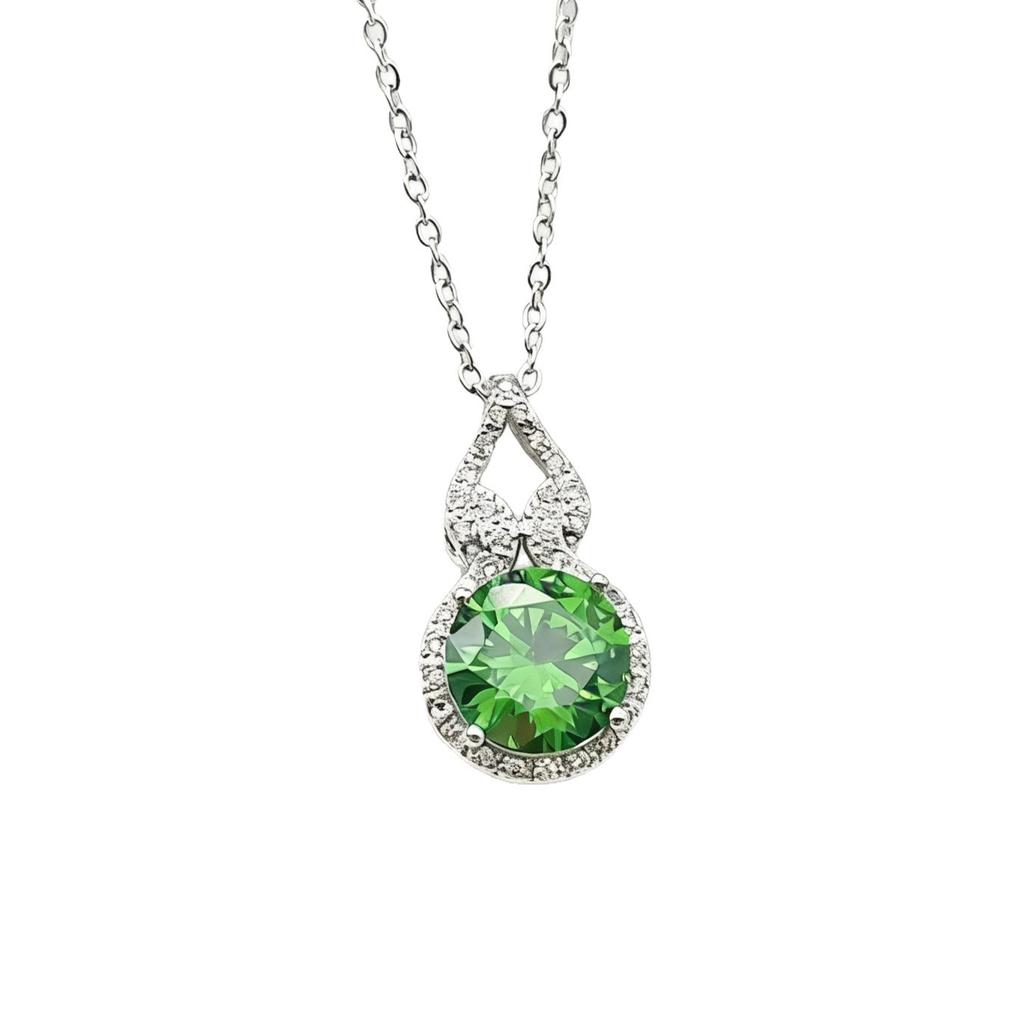 4 Carat Cultivated Ruby Sapphire Gourd Necklace Women's Classic Four-claw Big Diamond Emerald Pendant Collarbone Chain