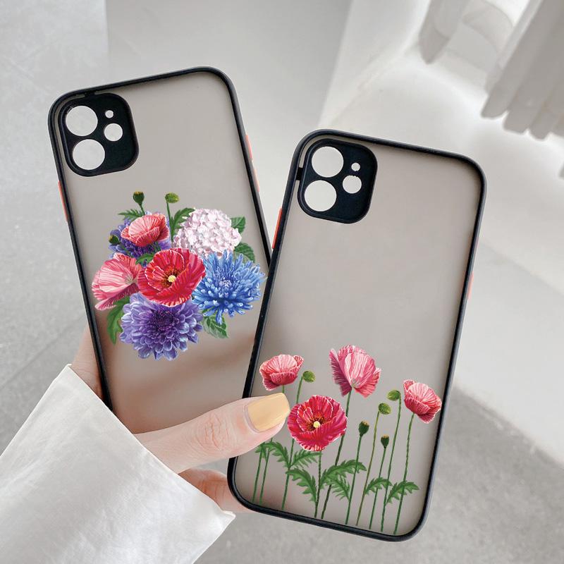 Poppies Flower Print Phone Cases for iphone 7 8 Plus SE 2020 For iPhone 15 14 11 12 13 Pro Max X XS XR Matte Shockproof Cover