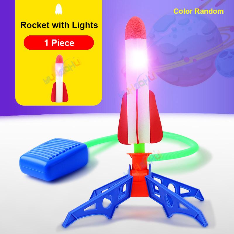 Kids Foot Pedal Air Pump Rocket Launcher Toy Kit Foam Rocket Accessories Boys Girls Outdoor Jumping Sport Launch Rocket Game Toy