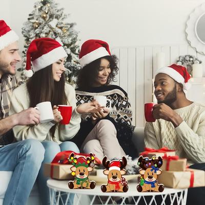 Deer Christmas Decor 2D Deer Tiered Tray Decorations 3 Pieces Rustic Table Centerpiece For Holiday Indoor Party Desktop
