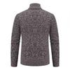 Men's Fleece-Lined Cardigan: Thick Knit Zipper Sweater with Stand-Up Collar for Autumn/Winter 2023