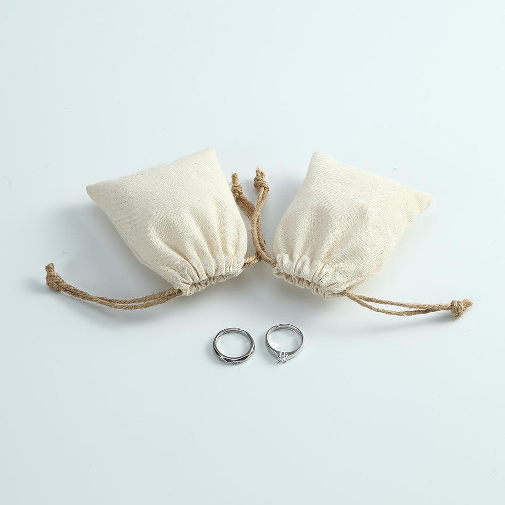 2‑Pack Cotton Linen Jewelry Storage Drawstring Pouch, Small Sundries Organizer Bag