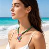 Colorful Beads Beaded Necklace Starfish Shell Charm Boho Necklace  Vacation Beach Party
