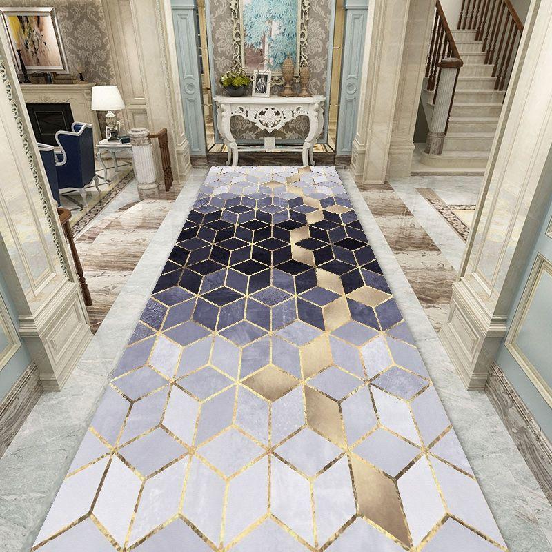 Modern Geometric Hotel Hallway Carpet Home Corridor Long Rug Soft Stair Carpet Entrance Floor Mat Non-Slip Base Runner Rug
