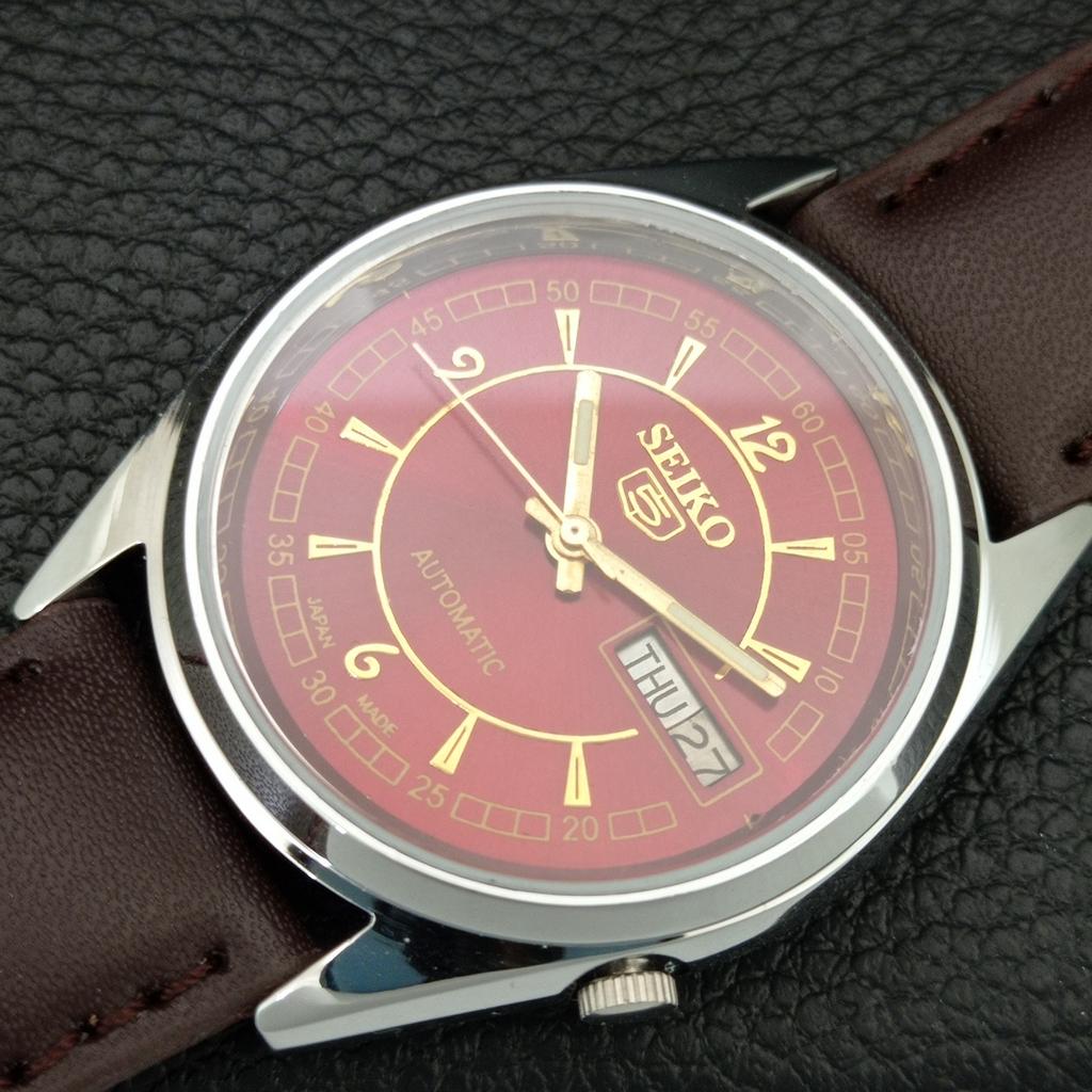 SEIKO 5 AUTOMATIC 7009A VINTAGE REFURBISHED JAPAN MENS RED DIAL WATCH a445394-1