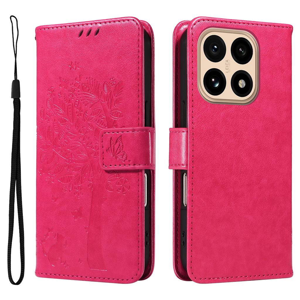 For Xiaomi 15T Phone Case with Stand Cat Tree Pattern Leather Wallet Mobile Cover