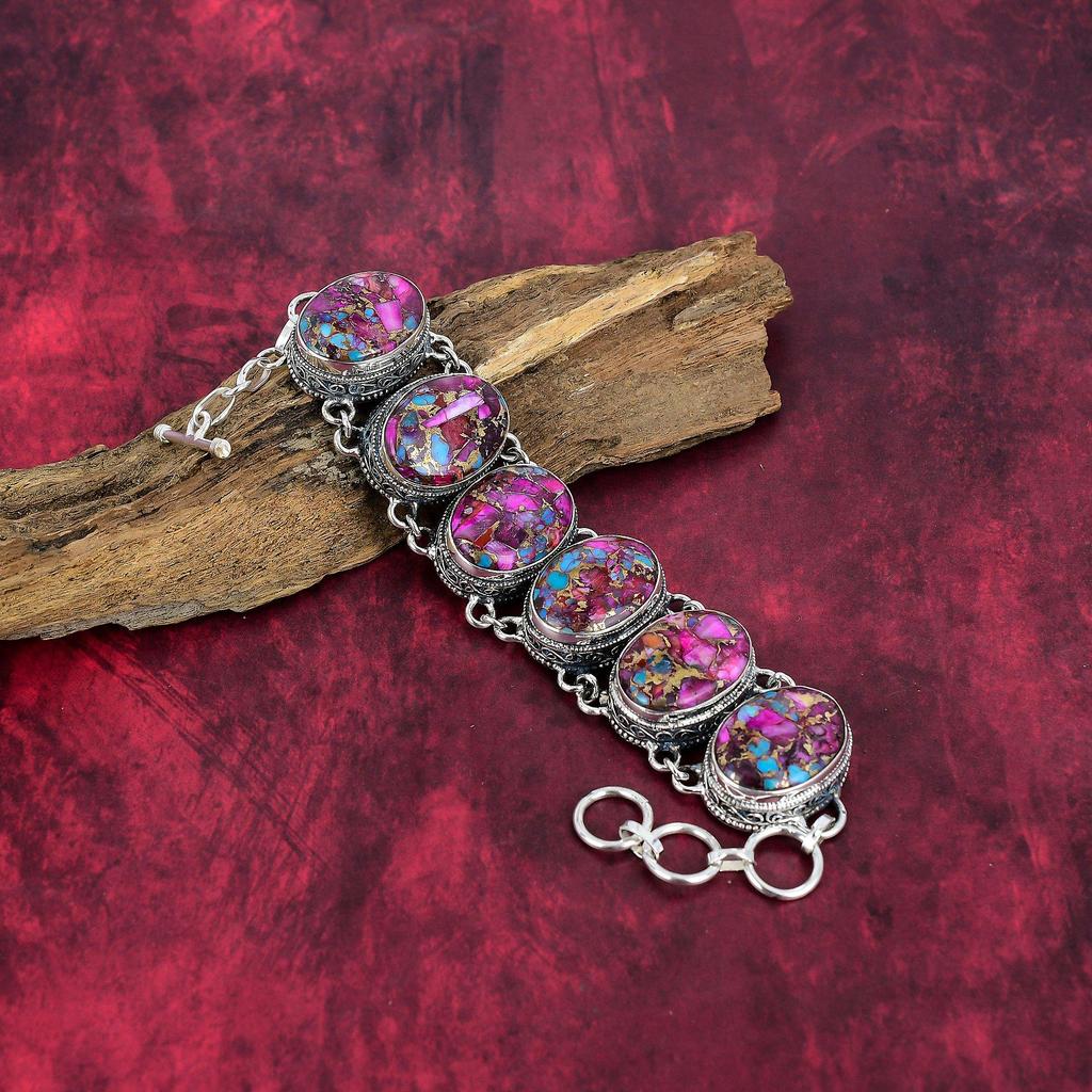 Pink Spiny Oyster Jewelry Designer Necklace, 925 Solid Sterling Silver Adjustable Chain Bracelet, Handmade Bracelet & Necklace Jewelry Set