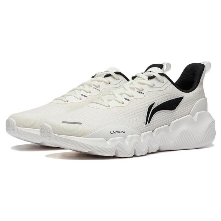 New LiNing Spirituality Slip Resistant Breathable Cushioning Low Top Running Shoes Men's White Black ARST045-3