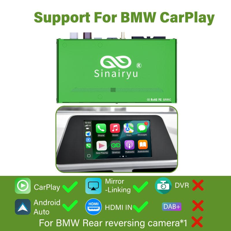 

Sinairyu Беспроводной CarPlay Android Auto DAB DVR HDMI совместим с BMW 1-7 серии X1 X3 X5 X6 EVO система Mirror-Link Without DVR/DAB/Camera