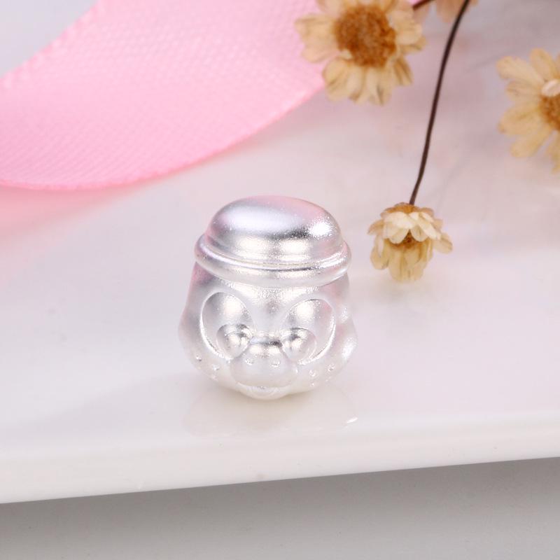 S999 Sterling Silver 3D Turtle DIY Beading Hand-woven Jewelry Accessories серебряный